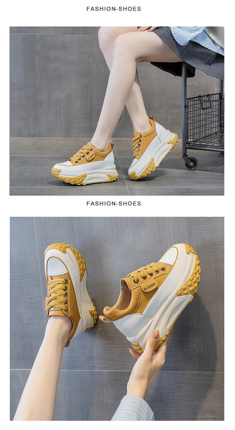 FujinGenuine Leather Platform Sneakers