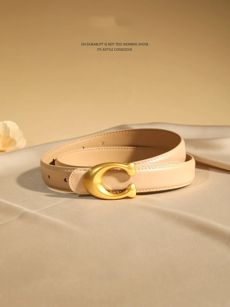 Fashion Designer Women's Belt – 2.3CM Ultra-Thin Genuine Leather