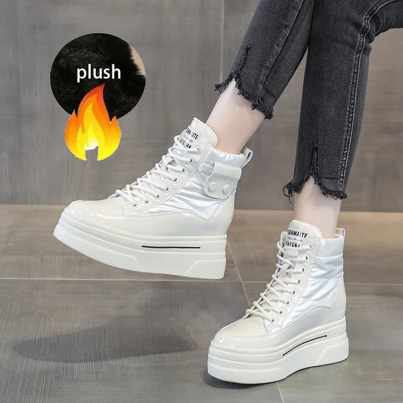 Fujin Women Ankle Booties Genuine Leather Wedges