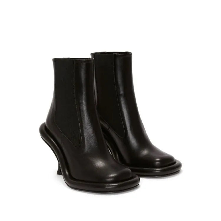 SLSHLYJ Women’s Blue Denim Ankle Boots – High Heel Thick Sole