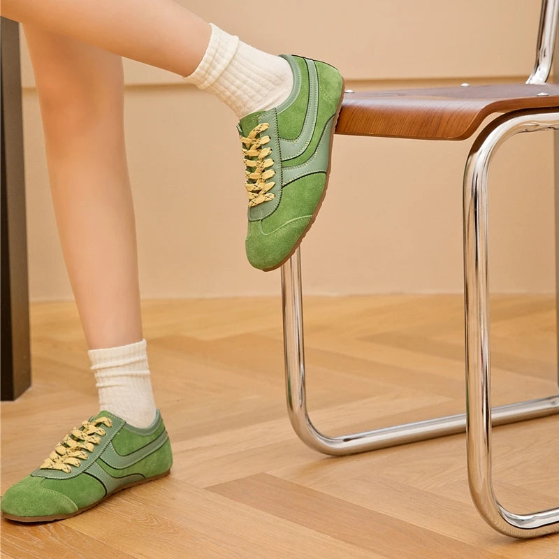 German Training Sneakers – Genuine Leather Retro Lace-Up Shoes