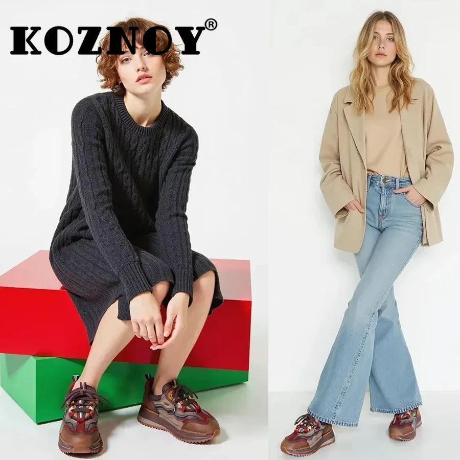 Koznoy Genuine Cow Suede Ankle Sneakers