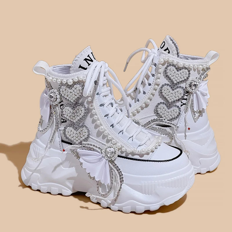 Sweet Cherub Thick-Soled Canvas Sneakers