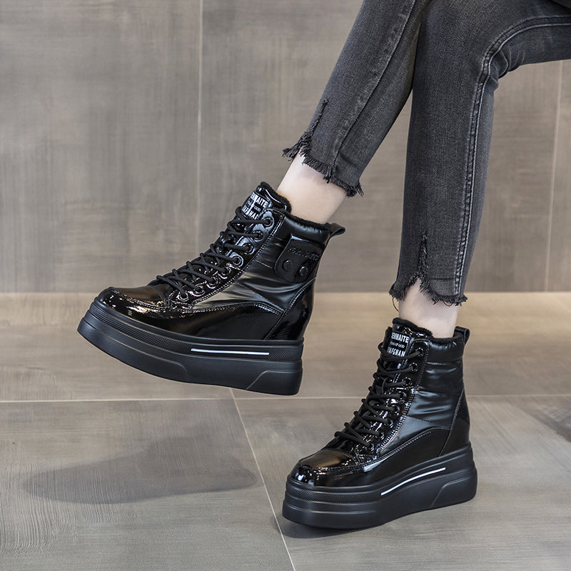 Fujin Women Ankle Booties Genuine Leather Wedges