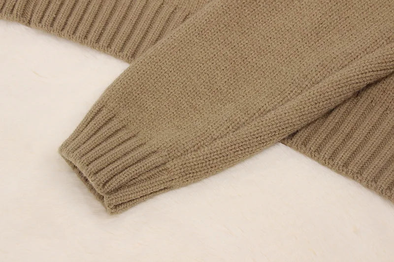 Real Fox Fur Hooded Sweater – Loose Knit Zipper Cardigan