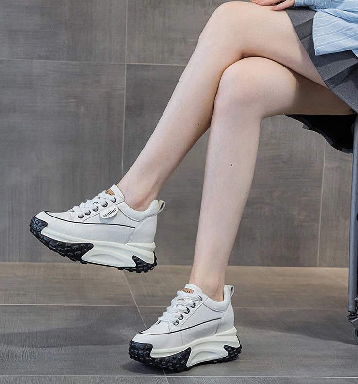FujinGenuine Leather Platform Sneakers