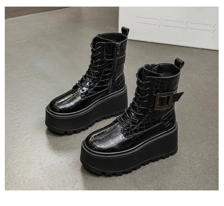 Combat Ankle Boots – Platform Wedge Sneakers