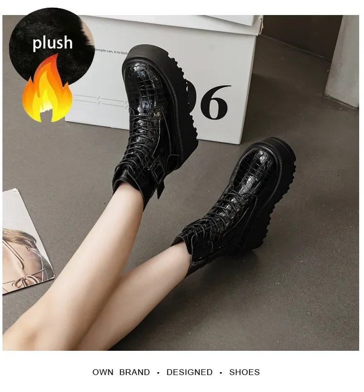 Combat Ankle Boots – Platform Wedge Sneakers