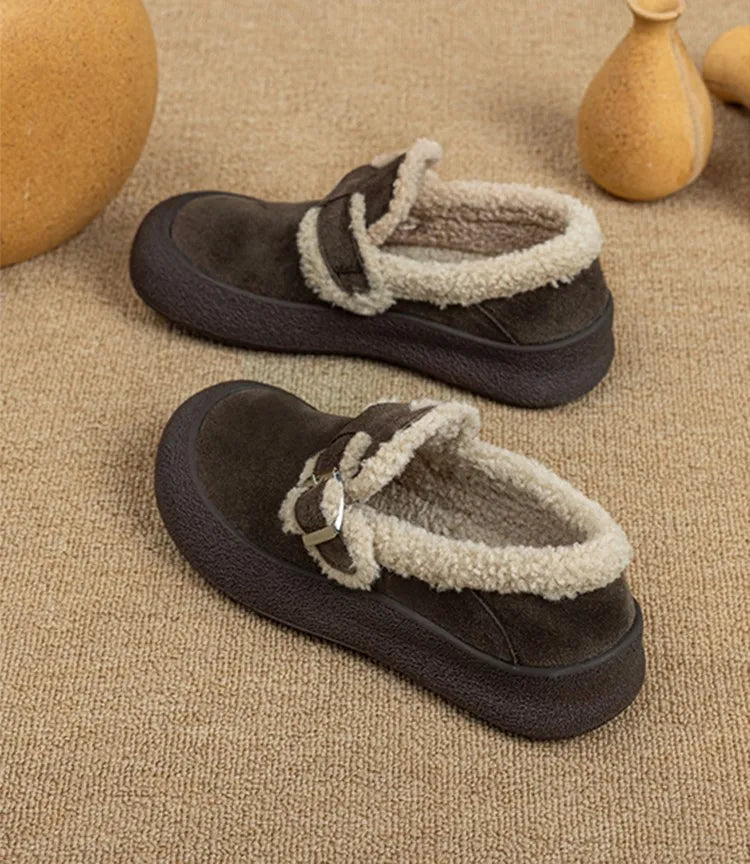 AIYUQI Winter Velvet Genuine Leather Sneakers