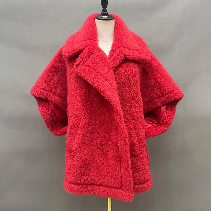 Winter Wool Fur Coat – Luxury Teddy Streetwear Warm Overcoat