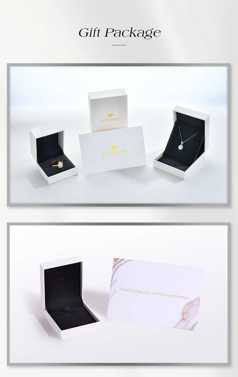 ATTAGEMS Women’s Moissanite Ring – 18K Gold Plated S925 Silver