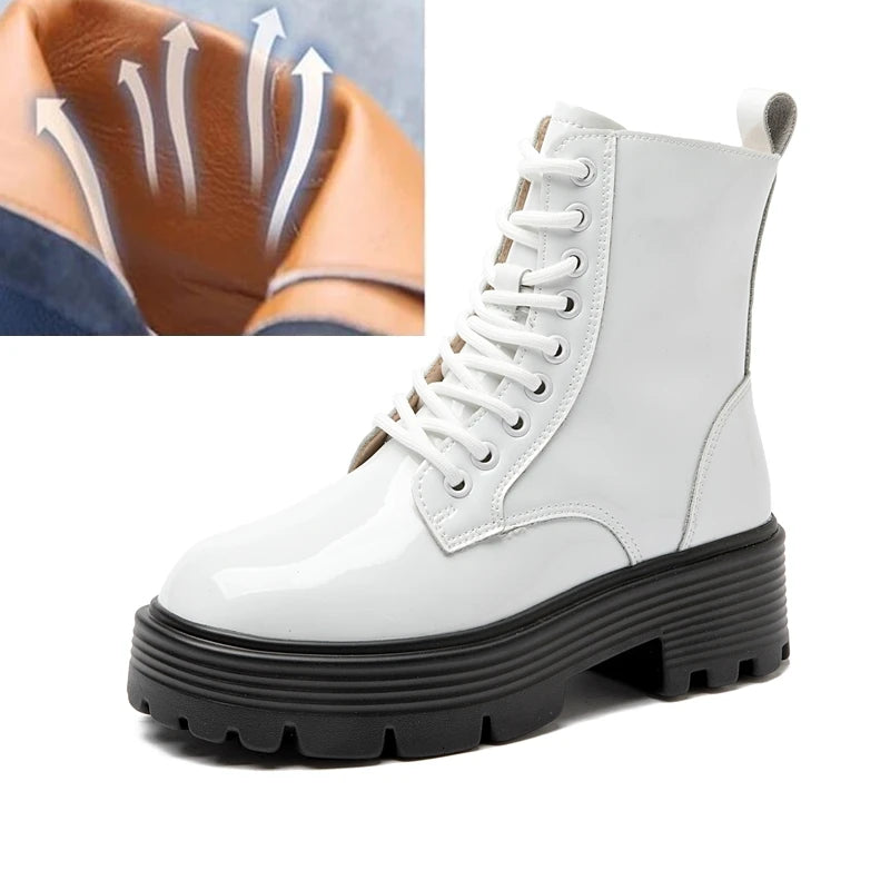 AIYUQI Women’s Ankle Boots – High Heel Winter Leather Short Boots