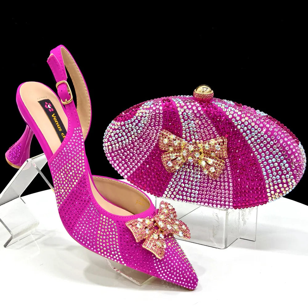 Rhinestone Heels & Handbag Set – Elegant Party Collection