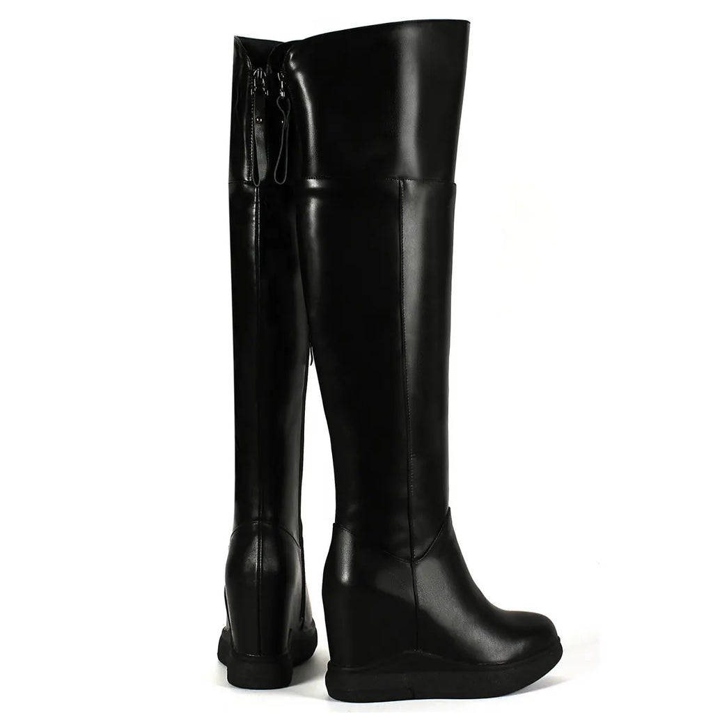 Winter Over-the-Knee Pumps – Genuine Leather High Heel Snow Boots for Women