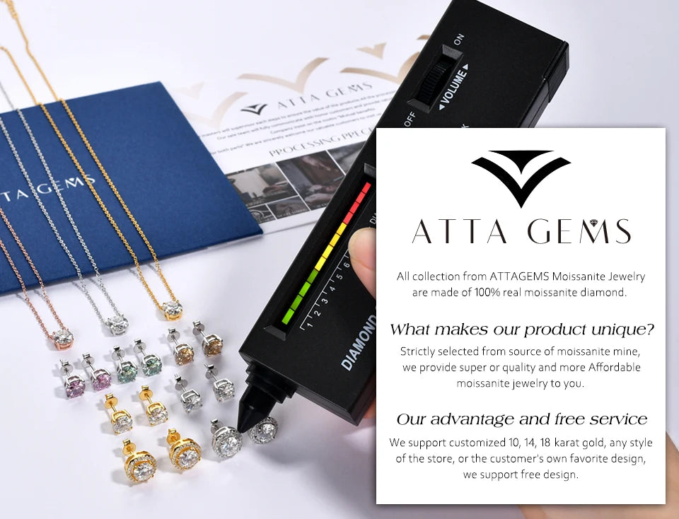 ATTAGEMS Women’s Moissanite Ring – 18K Gold Plated S925 Silver