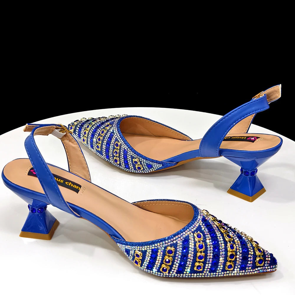 Fuchsia Rhinestone Heels & Handbag Set – Shiny Italian Party Style