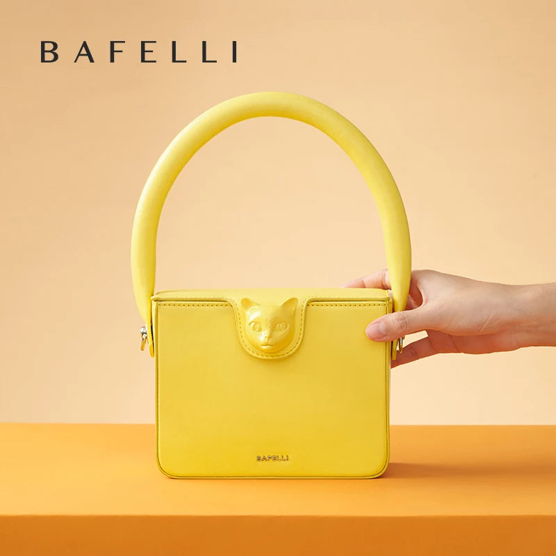 Boxy Leather Evening Handbag by Bafelli
