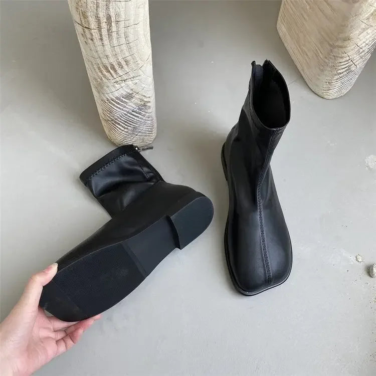 Women’s Elastic Ankle Boots – Thick Sole Luxury Designer Chelsea Boots
