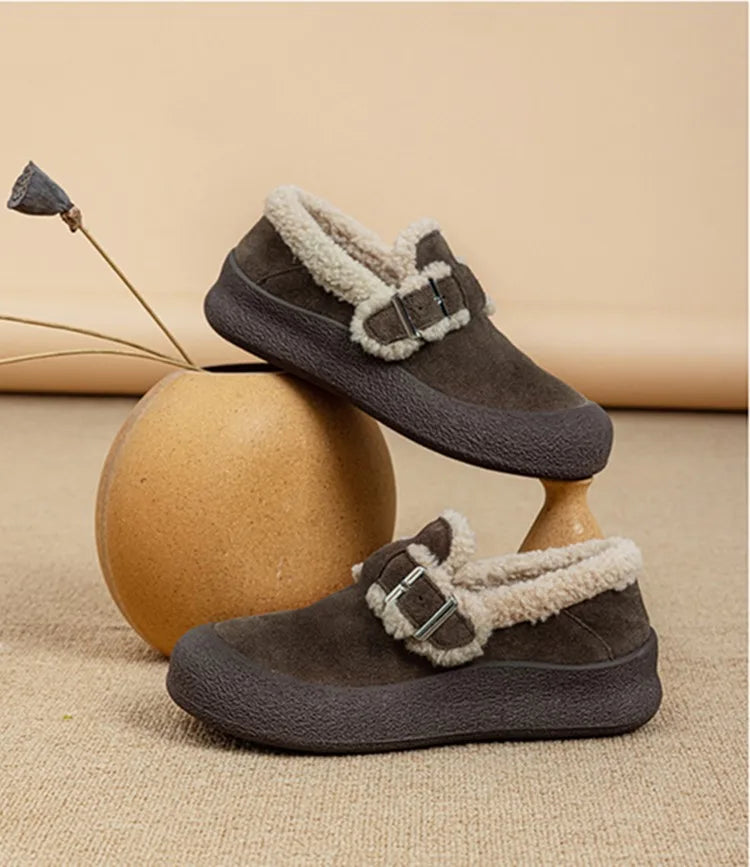 AIYUQI Winter Velvet Genuine Leather Sneakers