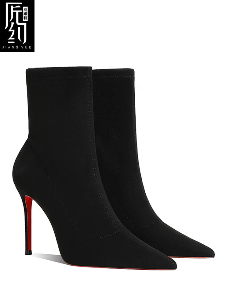 Marrakchi Winter Knit Sock Ankle Boots – Red Bottom Stretch Heels for Women 2025