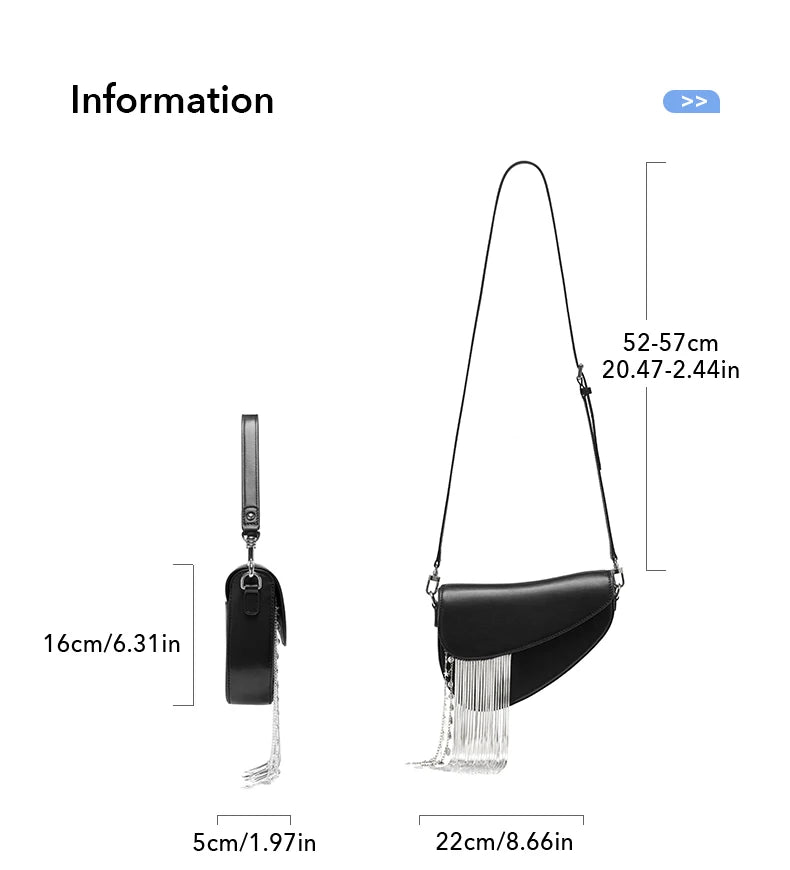 BAFELLI Luxury Leather Saddle Bag with Tassel