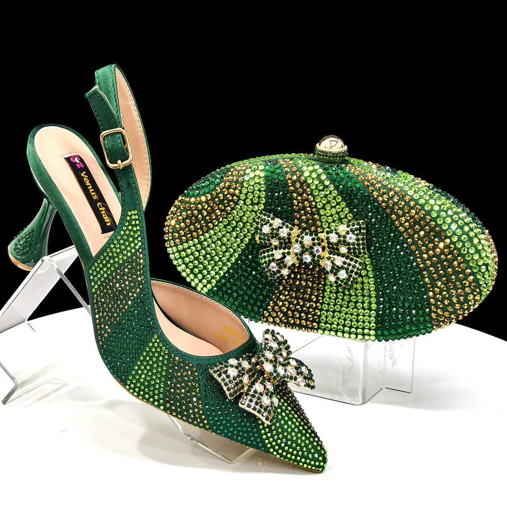 Rhinestone Heels & Handbag Set – Elegant Party Collection