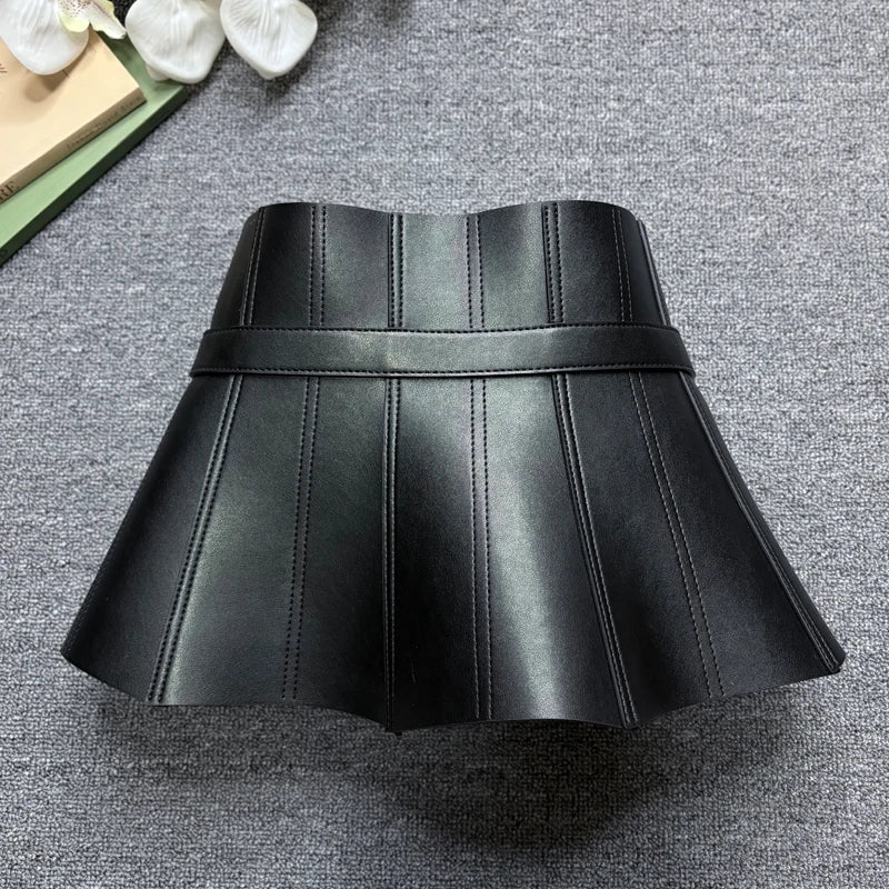 Leather Corset Waist Belt – Fashion Ruffle Design