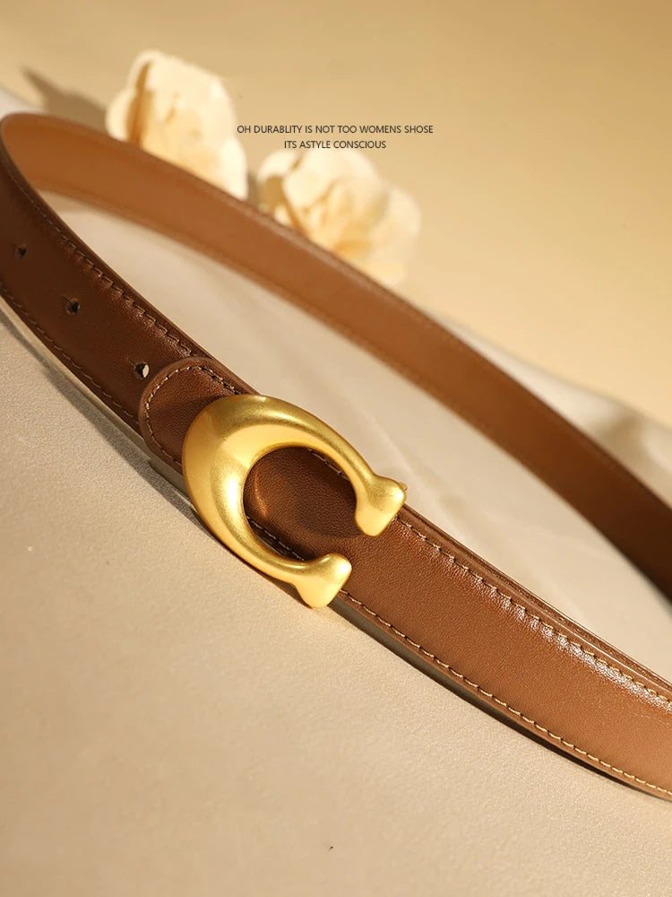 Fashion Designer Women's Belt – 2.3CM Ultra-Thin Genuine Leather