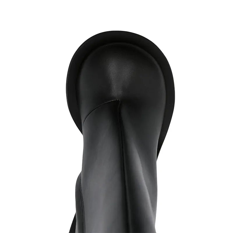 2024 Genuine Leather Mid-Calf Boots for Women – Round Toe High Heels