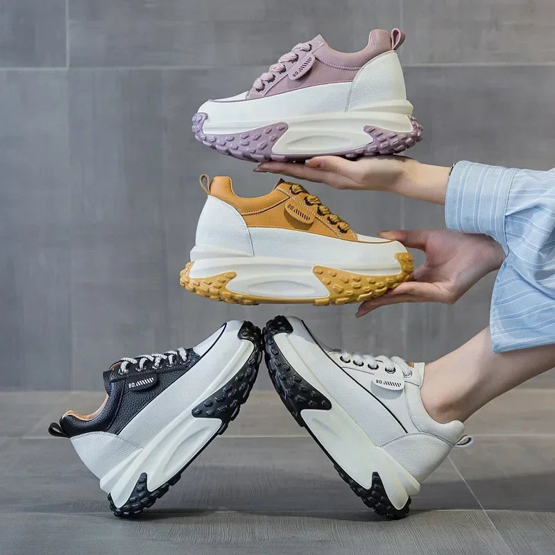 FujinGenuine Leather Platform Sneakers
