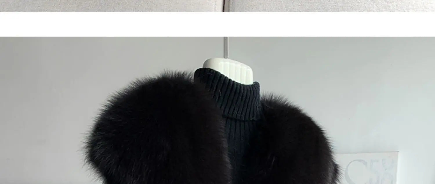 Fox Fur Vest for Women – Luxury Thick Real Fur Coat for Autumn/Winter