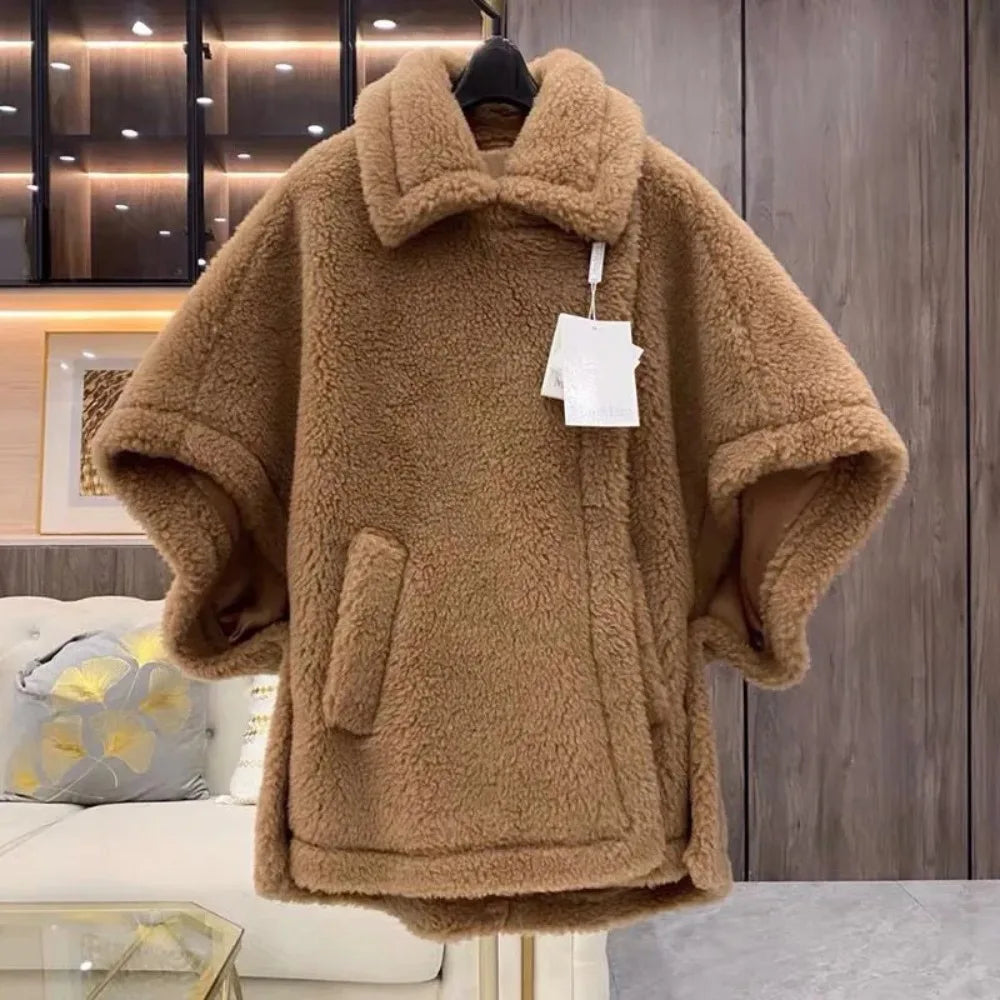Winter Wool Fur Coat – Luxury Teddy Streetwear Warm Overcoat