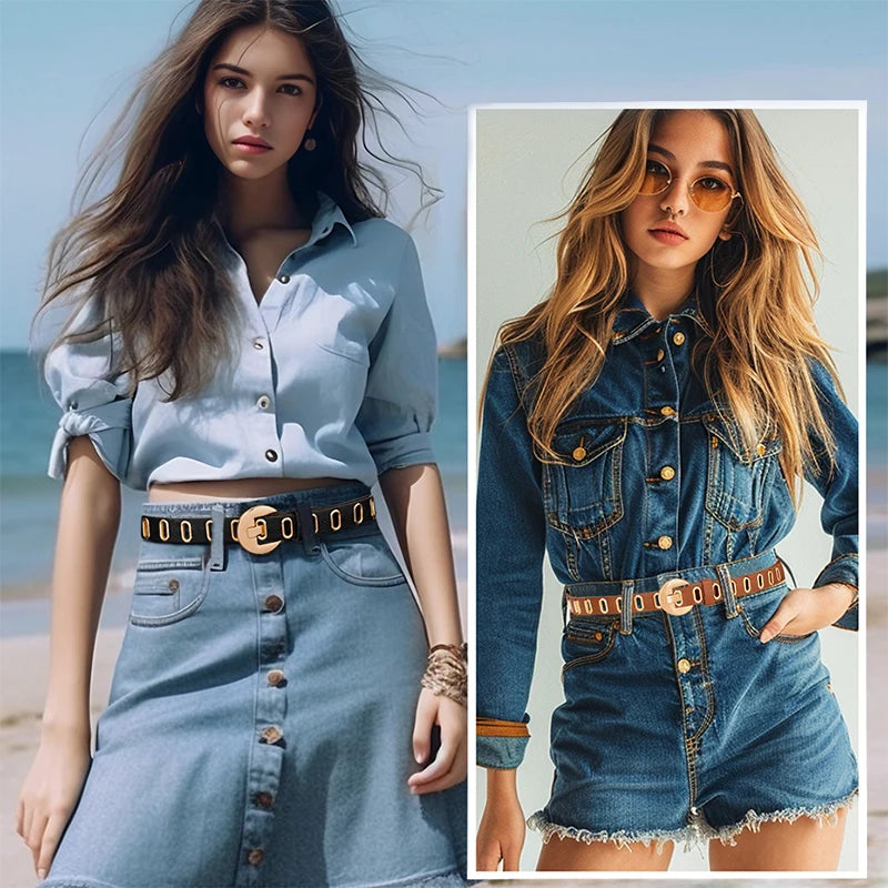 Maikun New Grunge Women’s Adjustable PU Leather Belt – Punk & Novelty Style