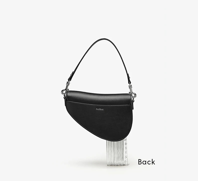 BAFELLI Luxury Leather Saddle Bag with Tassel