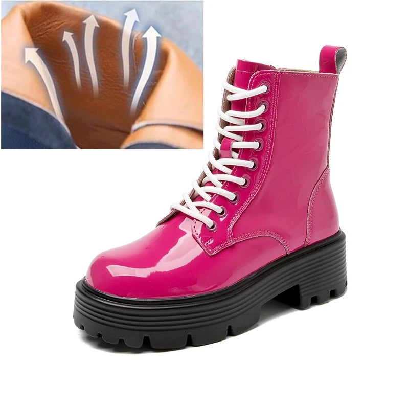 AIYUQI Women’s Ankle Boots – High Heel Winter Leather Short Boots