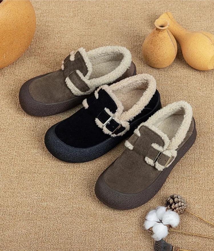 AIYUQI Winter Velvet Genuine Leather Sneakers