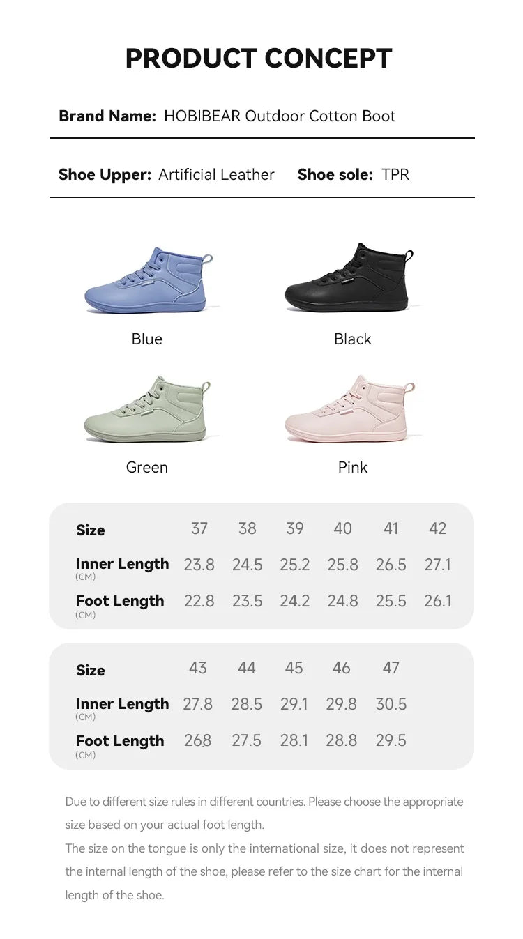 HOBIBEAR Unisex Winter Barefoot Ankle Shoes