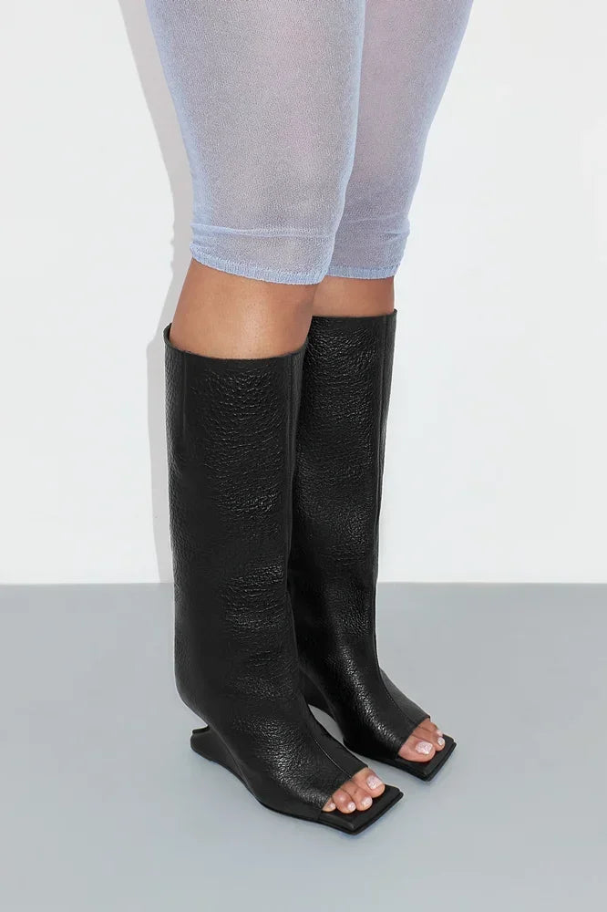 Women's Square Toe High Heel Knee Boots – Spring/Autumn Fashion