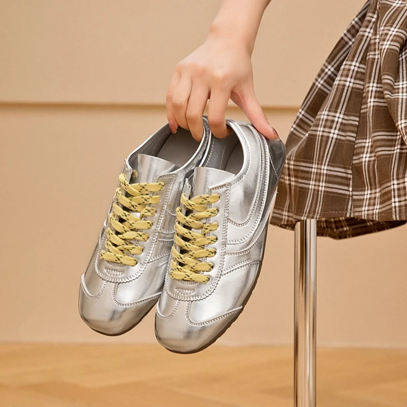 German Training Sneakers – Genuine Leather Retro Lace-Up Shoes