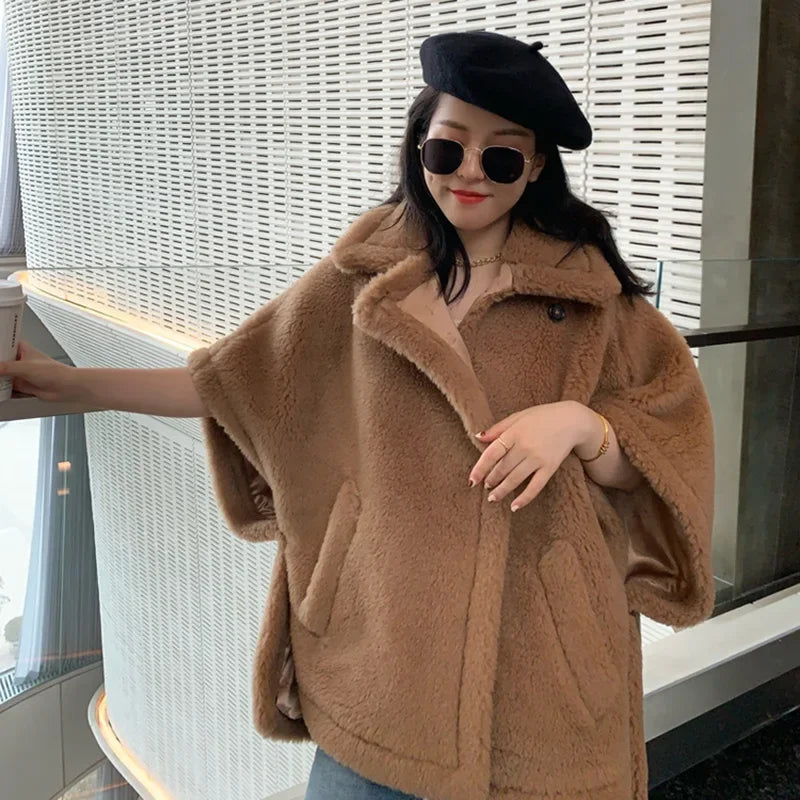 Winter Wool Fur Coat – Luxury Teddy Streetwear Warm Overcoat