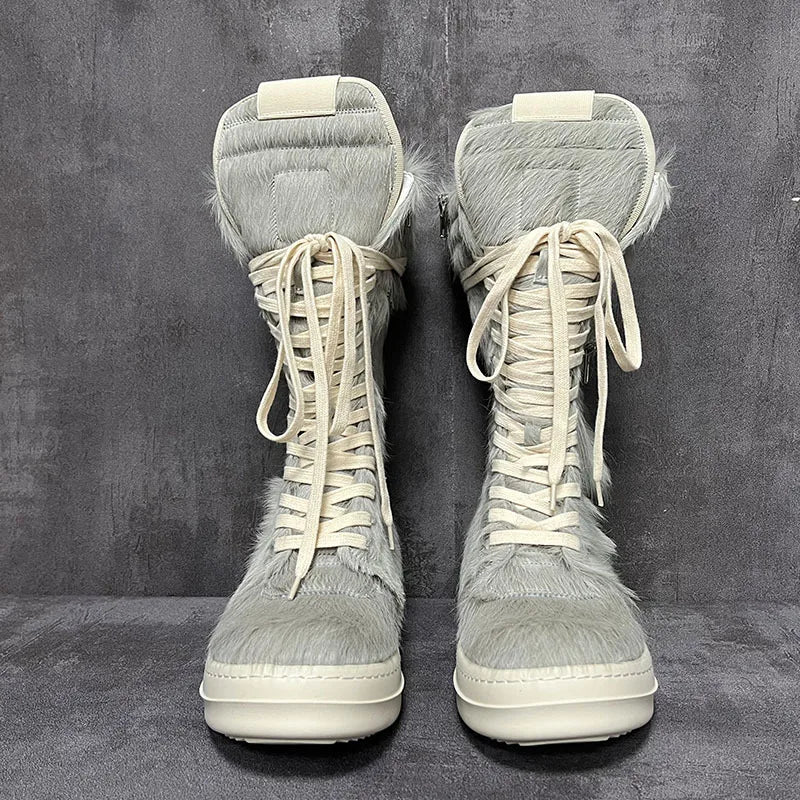 Qvah Owens High-Top Leather Motorcycle Boots – Platform Street Sneakers