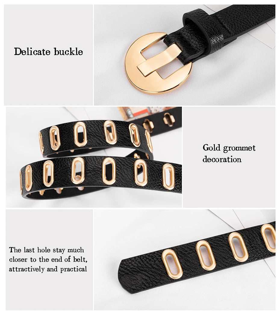 Maikun New Grunge Women’s Adjustable PU Leather Belt – Punk & Novelty Style