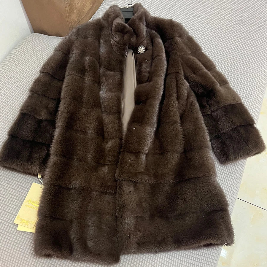 Real Mink Fur Coat – Long Luxury Winter Jacket