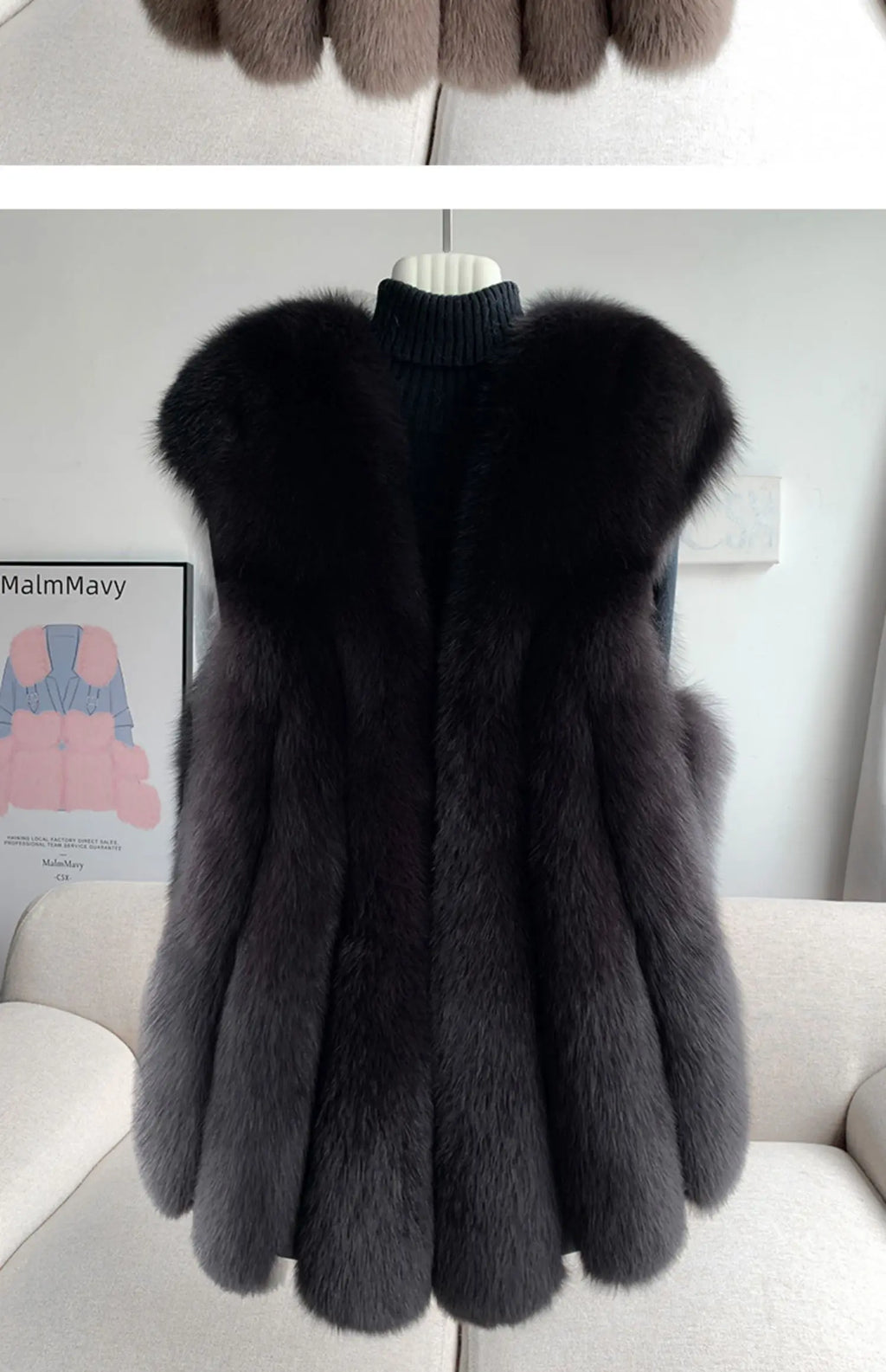 Fox Fur Vest for Women – Luxury Thick Real Fur Coat for Autumn/Winter