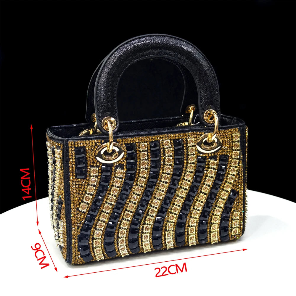 Fuchsia Rhinestone Heels & Handbag Set – Shiny Italian Party Style