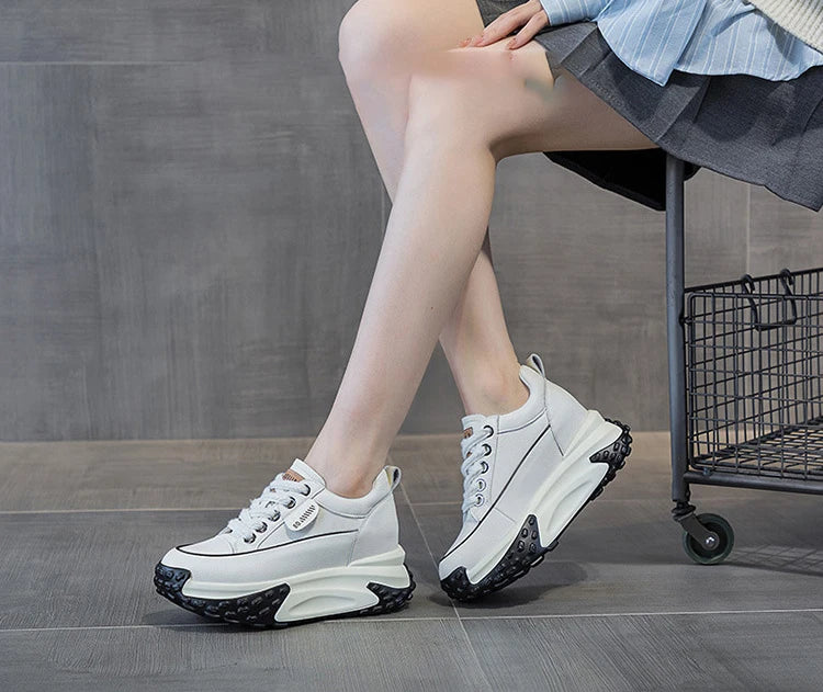 FujinGenuine Leather Platform Sneakers
