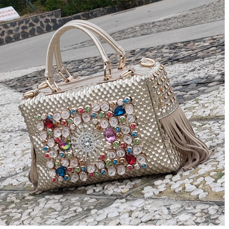 Ranya Rhinestone Leather Bag – Marrakchi Large Luxury Satchel