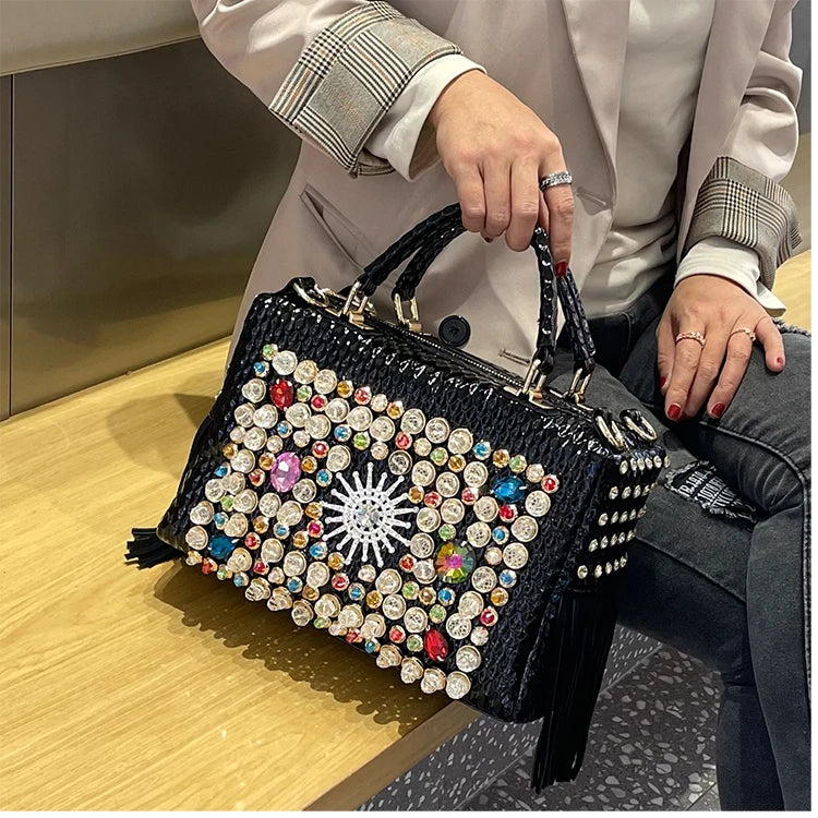 Ranya Rhinestone Leather Bag – Marrakchi Large Luxury Satchel
