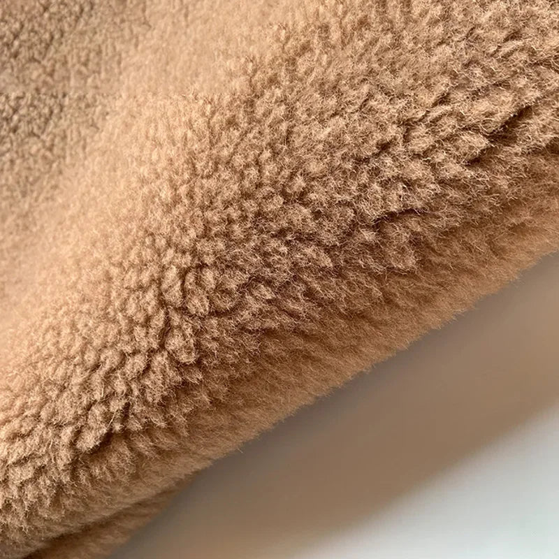 Winter Wool Fur Coat – Luxury Teddy Streetwear Warm Overcoat