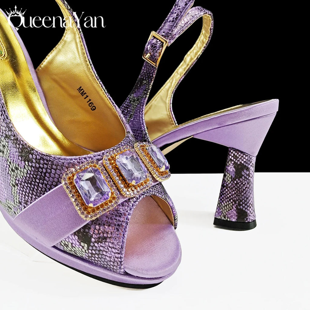 Elegant Green Peep-Toe Heels & Matching Bag Set